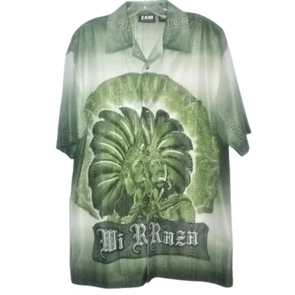 ZAM Collection Warrior Graphic Men's Shirt Novelty Casual Size Medium